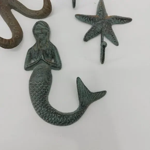 Bath Metal Coastal Mermaid Starfish Green Distressed 7 pcs - Picture 11 of 16